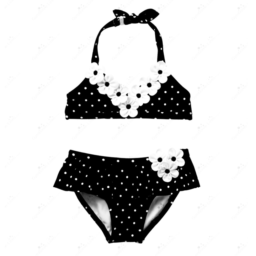 Janie and Jack Polka Dot Flower Floral Bikini Black White Classic Retro Adorable